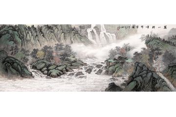 适合收藏字画 中美协余静国画《万山群峰锦翠图》