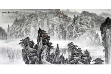 林德坤最新力作四尺横幅山水画《云从钟山起》
