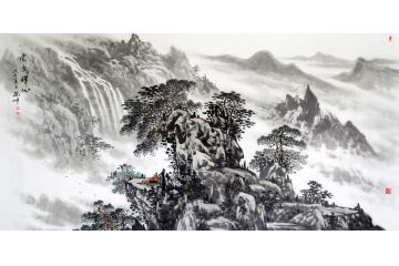 林德坤新品力作写意山水画作品《云水禅心》