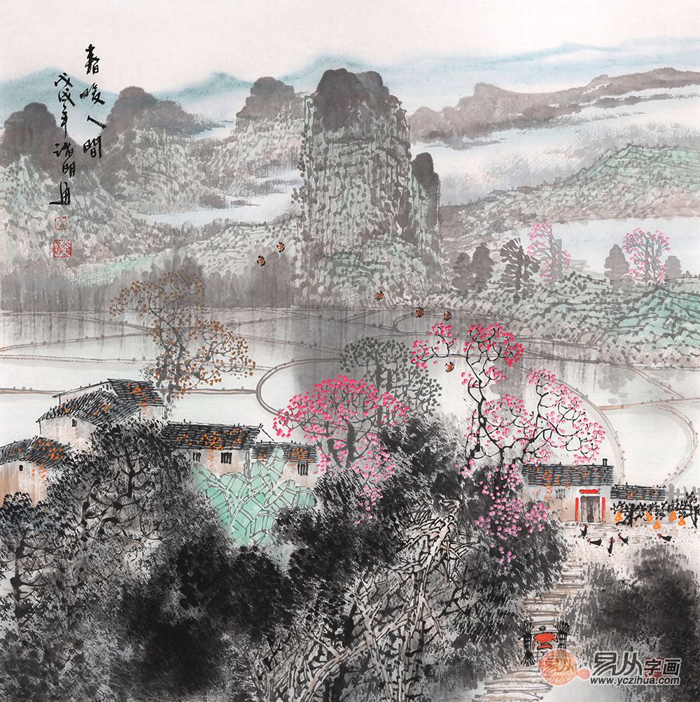 诸明江南山水画艺术品茗，在如画山水中孕育人文诗情