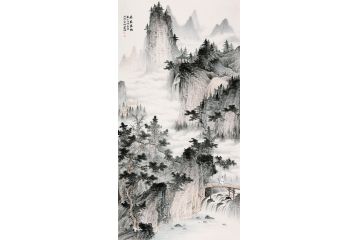 美协画家李佩锦仿古山水画《林泉高致》