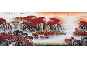 做生意挂画推荐 薛波鸿运聚宝盆《旭日普照鸿运东来》