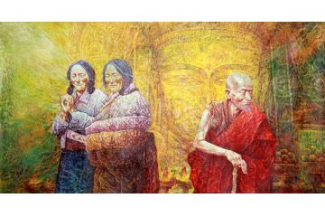 中美协会员张林荣重彩人物画《无款》