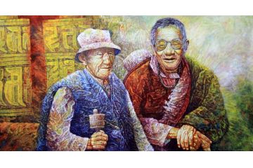 中美协会员张林荣重彩精品人物画《无款》