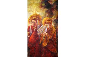 中美协会员张林荣藏族宗教精品人物画《无款》