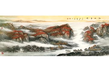 胡爱民六尺山水画作品《江山多娇》