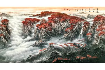 万山红遍 胡爱民鸿运山水画作品《看万山红遍层林尽染》