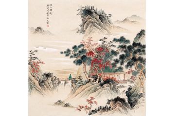 仿古装饰用画 王宁新作山水画作品《溪山问道》