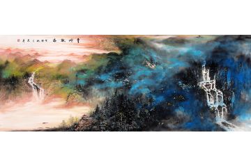 【新品】中美协赵洪霞最新力作山水画《云岭观瀑》