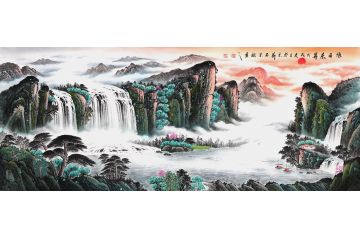石荣禄最新八尺山水力作《旭日东升》