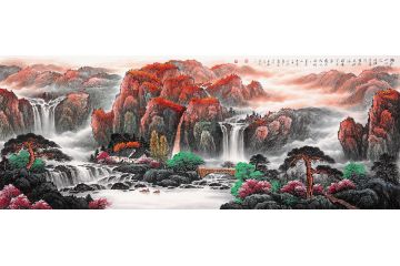 薛大庸新品力作国画山水画《登城春望 唐·王勃》