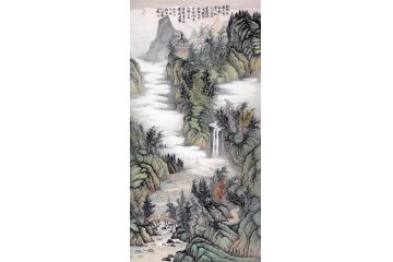 余静老师新品创作国画《朝兴在群木 焚香对南山》
