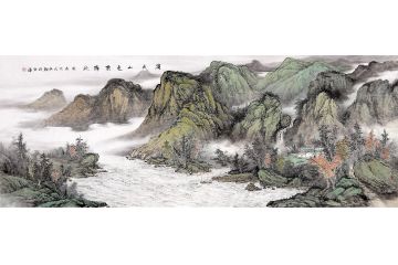 美协画家余静老师最新创作国画《湖光山色共争秋》