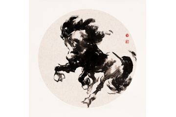 国画马 陈云鹏写意画骏马图《穷款》