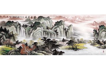 沙发背景墙挂画 张利老师新品山水画《源远流长》