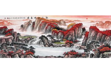 沙发背景墙挂画 张利鸿运聚宝盆《江山如此多娇》
