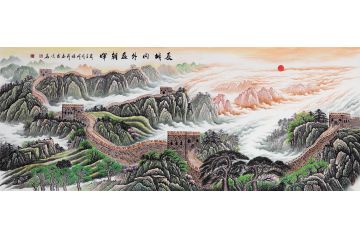 张利新品创作之青绿国画《长城内外尽朝晖》