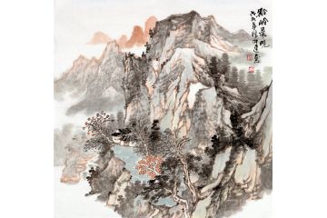 家居小品画 徐坤连最新山水画作品《黔岭晨晓》