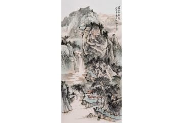 徐坤连最新力作四尺竖幅山水画《源远流长》