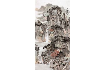 徐坤连最新创作国画山水画作品《溪山幽居》