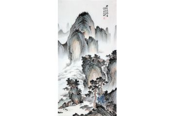 墙壁装饰画 易水新品四尺竖幅国画《曲径通幽处》