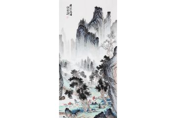 易水最新力作四尺竖幅仿古山水画《溪山行旅图》