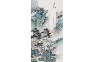 仿古山水画 易水老师新品力作国画《春山浮翠图》