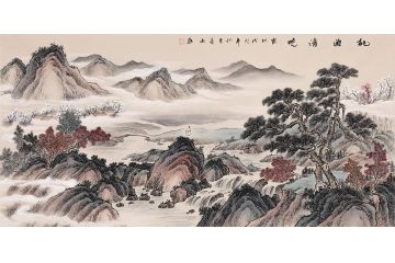 工笔仿古画 易水老师新品山水画作品《桃源清晓》
