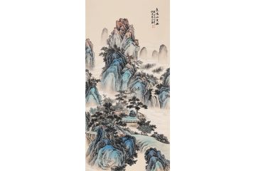 仿古装饰画 易水新品山水画作品《泉鸣山更幽》