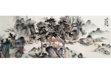 易水老师新品仿古六尺横幅作品《高士雅集图》