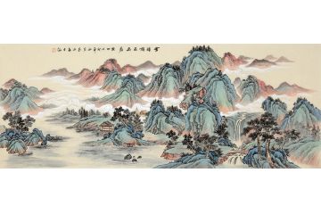 青绿工笔画 易水老师仿古山水画《云横嶺隐幽居》