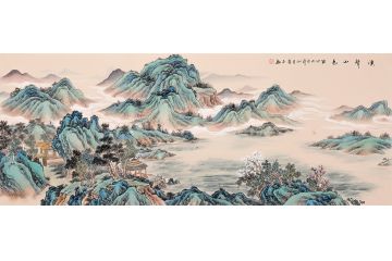 易水最新六尺横幅工笔仿古山水画《溪声山色》