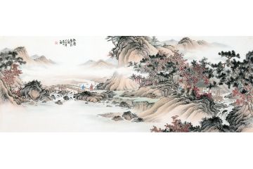 沙发装饰仿古画 易水新品创作国画《秋清泉气香》