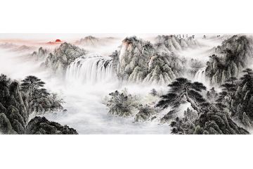 徐坤连最新力作写意山水画作品《旭日东升》