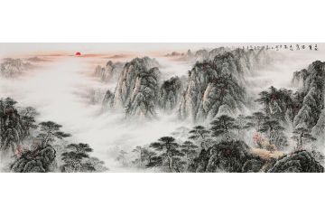 徐坤连国画黄山《千秋笔墨惊天地 万里云山入画图》