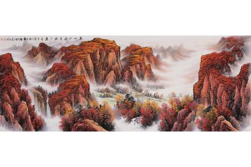 福泽旺年图 易天也最新国画山水画《万山红遍层林尽染》