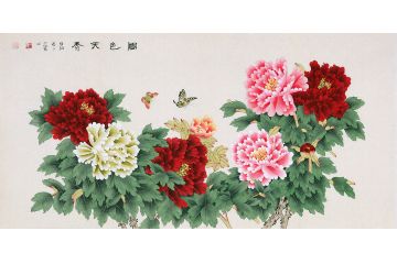 “工笔重彩传人”王一容四尺国画牡丹图《国色天香》