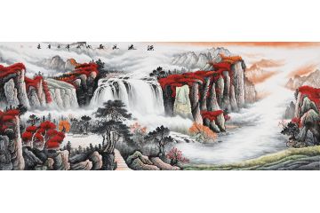 旺财运风水画 宋唐新品力作聚宝盆《源远流长》