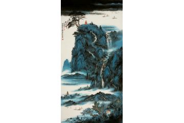魏宏声最新力作四尺竖幅山水画《溪山无言图》