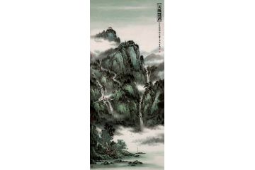 魏宏声新品四尺竖幅国画山水画作品《天高云淡》