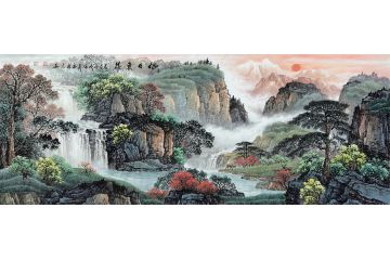 福禄双全 张利最新国画风水画作品《旭日东升》