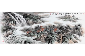 沙发背景挂画 高吉良最新国画山水画《源远流长》