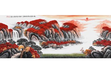 鸿运聚宝盆 薛波新品风水画《旭日东升起鸿运当头来》