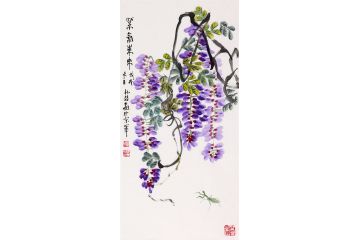 齐白石后人朴喆最新国画紫藤图《紫气东来》