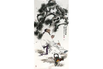 中美协会员齐声怡高士图《陆翁著茶经》