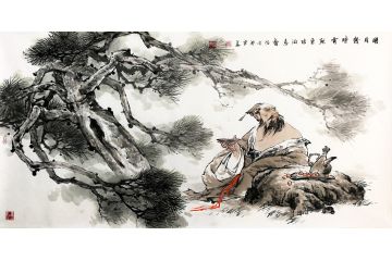 中美协会员齐声怡高士图《明月几时有》