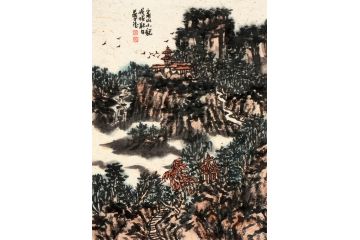 美协画家邹梦德焦墨山水画作品《家山小记》