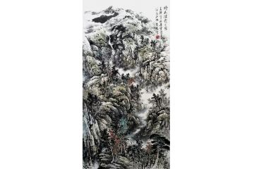 高吉良新品四尺竖幅山水画《野色深处人家》