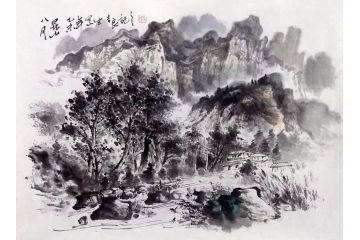 高吉良最新真迹国画山水画小尺寸作品《穷款》