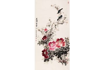 丁珂老师最新四尺竖幅牡丹图《花开富贵》